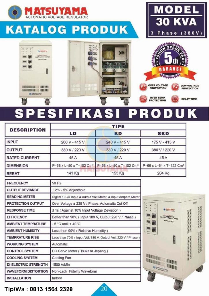 stabilizer matsuyama 30 kva 3 phase